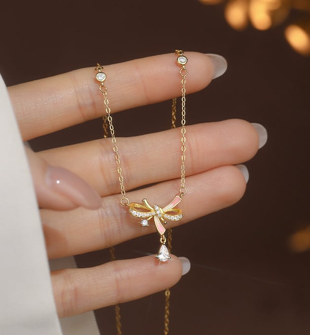 オリジナル リボン ネックレス K18 18金レディース ジュエリー