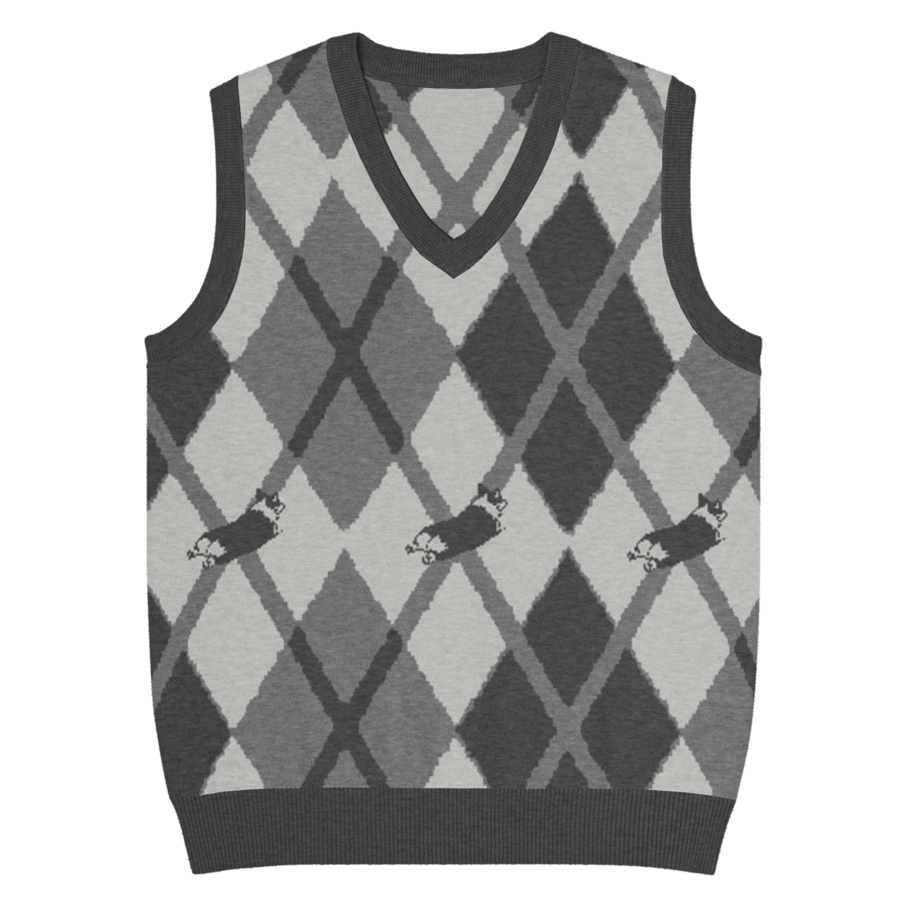 WIGGLE ARGYLE Knit Vest　[T0098]