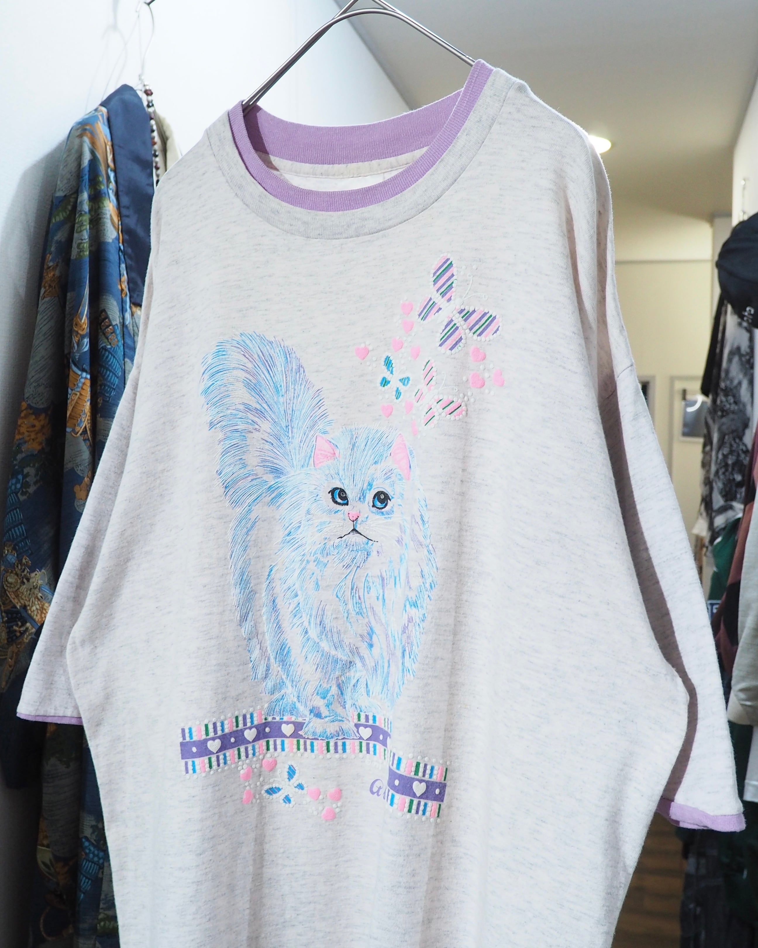 1980s " Made in USA " Pretty Persian Cat printed vintage Tee