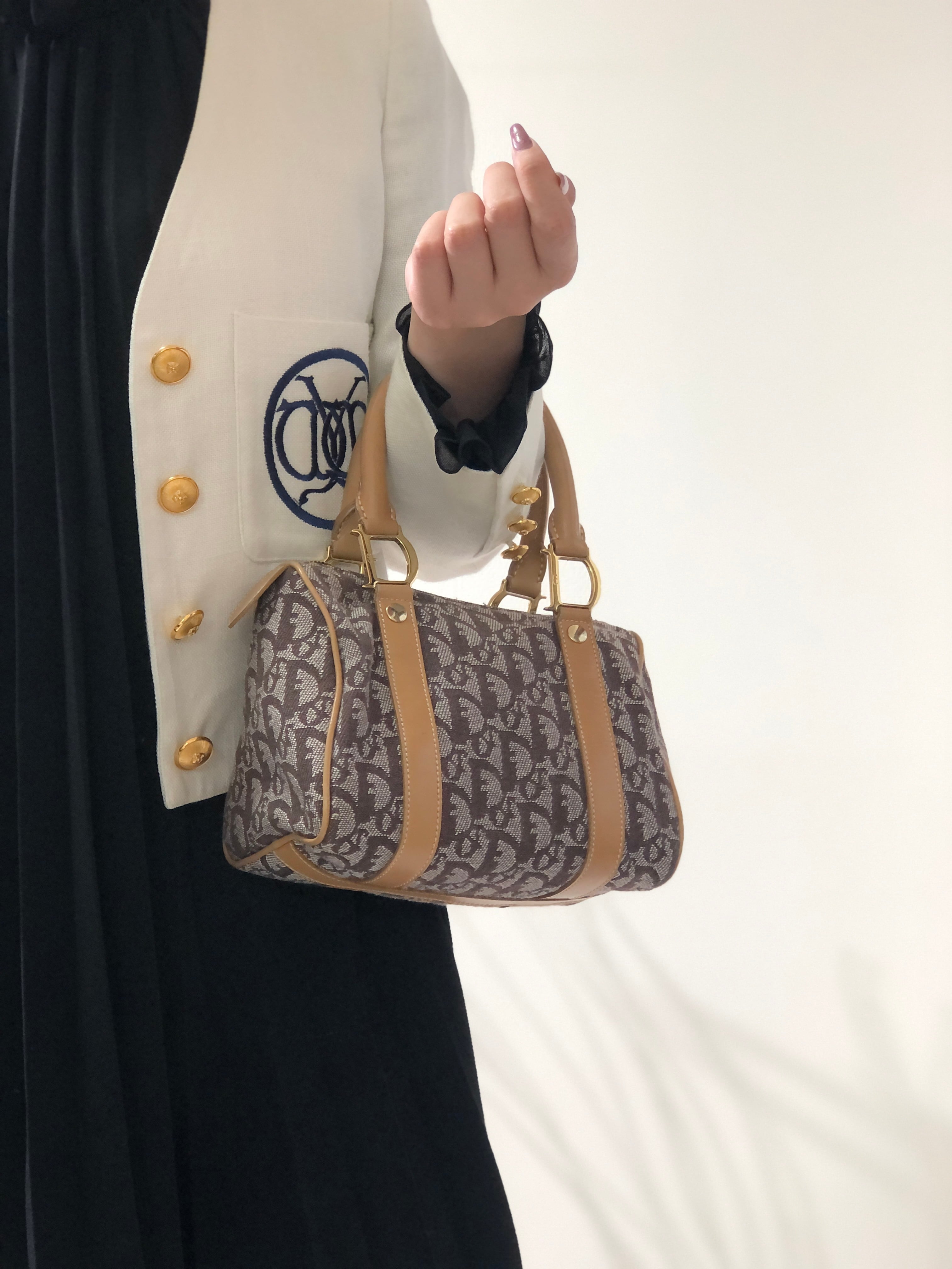 Christian Dior トロッターボストンバッグ ヴィンテージ ブラウン