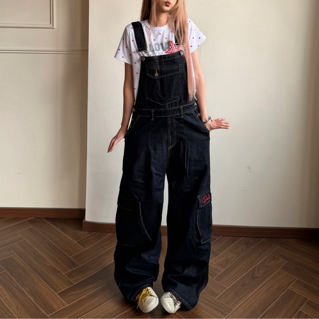 simple pocket denim overalls　シンプルポケットデニムオーバーオール　J1231