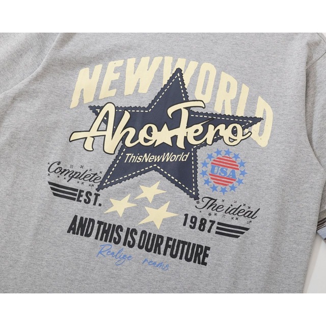 スターグラフィックレタリングレイヤードTシャツ 2col   R01769