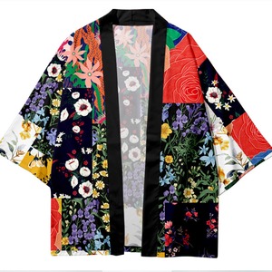着物 和服 和柄 和風 半被 レディース ジャケット 上着 羽織 前開き 7分袖 襟なし ワイド オーバーサイズ かわいい きれいめ シンプル カジュアル おしゃれ かっこいい レトロ アジアン こなれ感 ラフ ルーズ 個性的 クール モダン 主役級 存在感 抜け感 キュート アクティブ ワイルド 花柄 フラワー 夏 お出かけ アウトドア パーティー イベント 休日 発表会 フェス ダンス お祭り 舞台 屋台 おみこし 衣装 重ね着 コーデ 体型カバー インスタ映え 小さいサイズ 大きいサイズ ゆったり