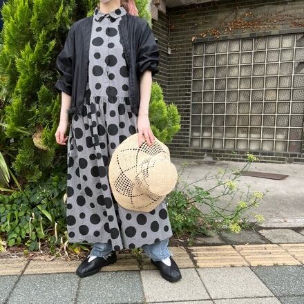 bulle de savon/gingham×dot プリント ワンピース | CocoRyne