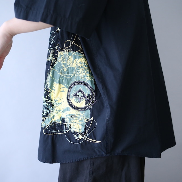 "刺繍" special pattern street culture mix XXXL over silhouette h/s shirt