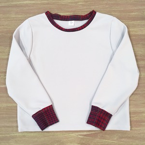 千鳥格子リブニットトップス(ホワイト)