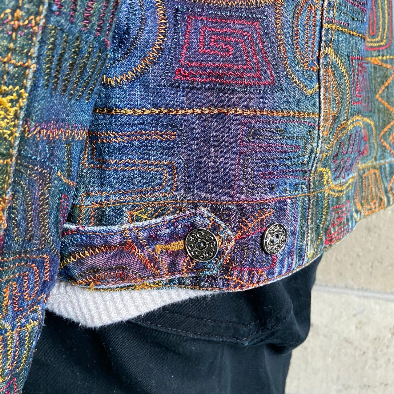 CHICO'S DESIGN 総柄刺繍 デニムジャケット レディースL相当 古着