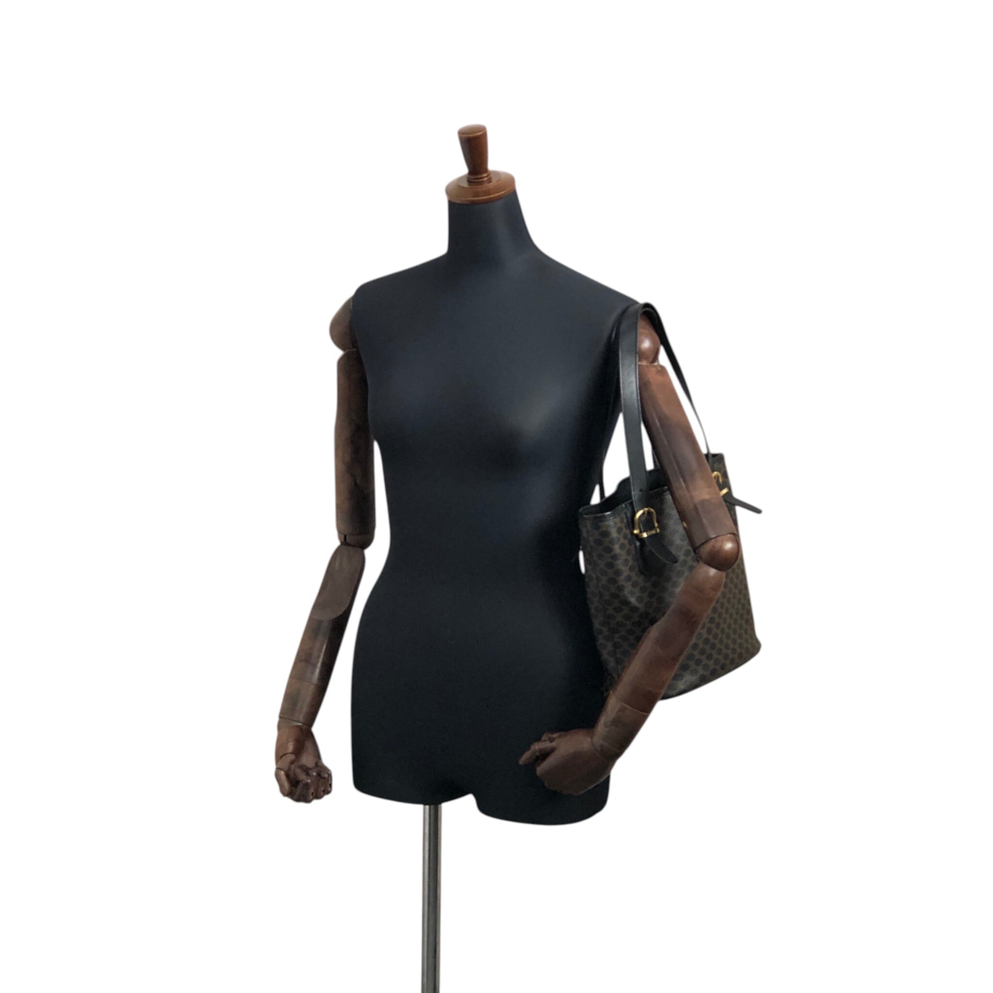 CELINE セリーヌ マカダム ハンドバッグ ブラック ブラゾン型押し PVC