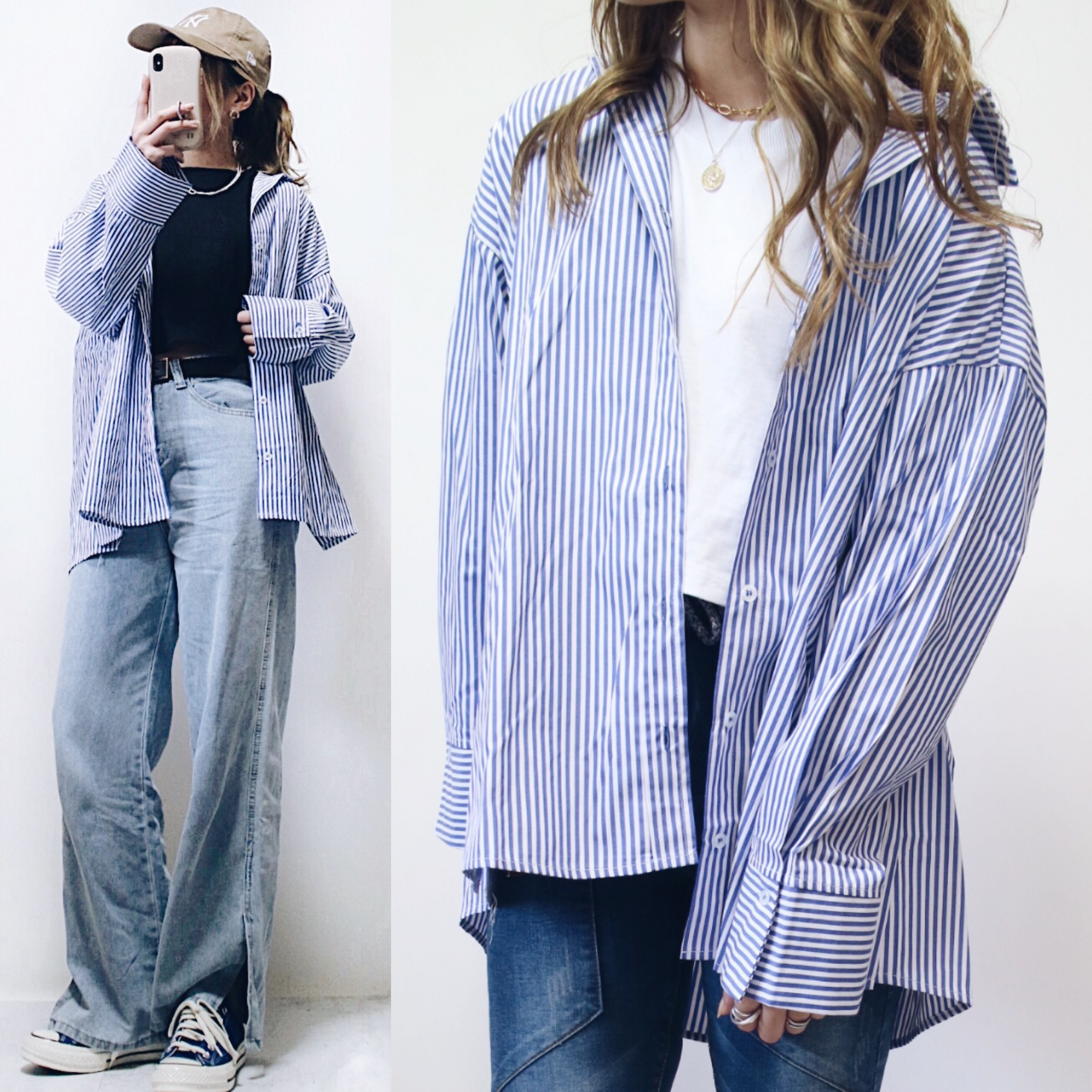 オーバーストライプシャツ