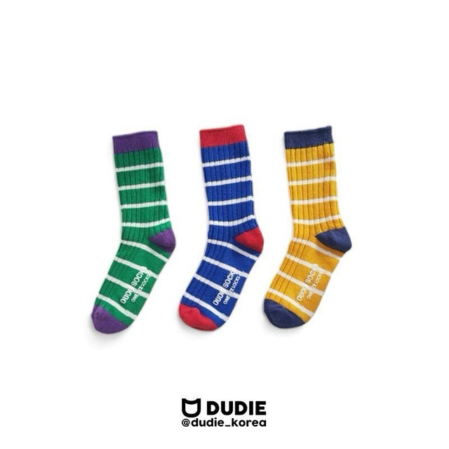 【取寄】dudie｜border socks set (3pcs)｜ボーダー3足セット｜FREE｜kids｜26 spring