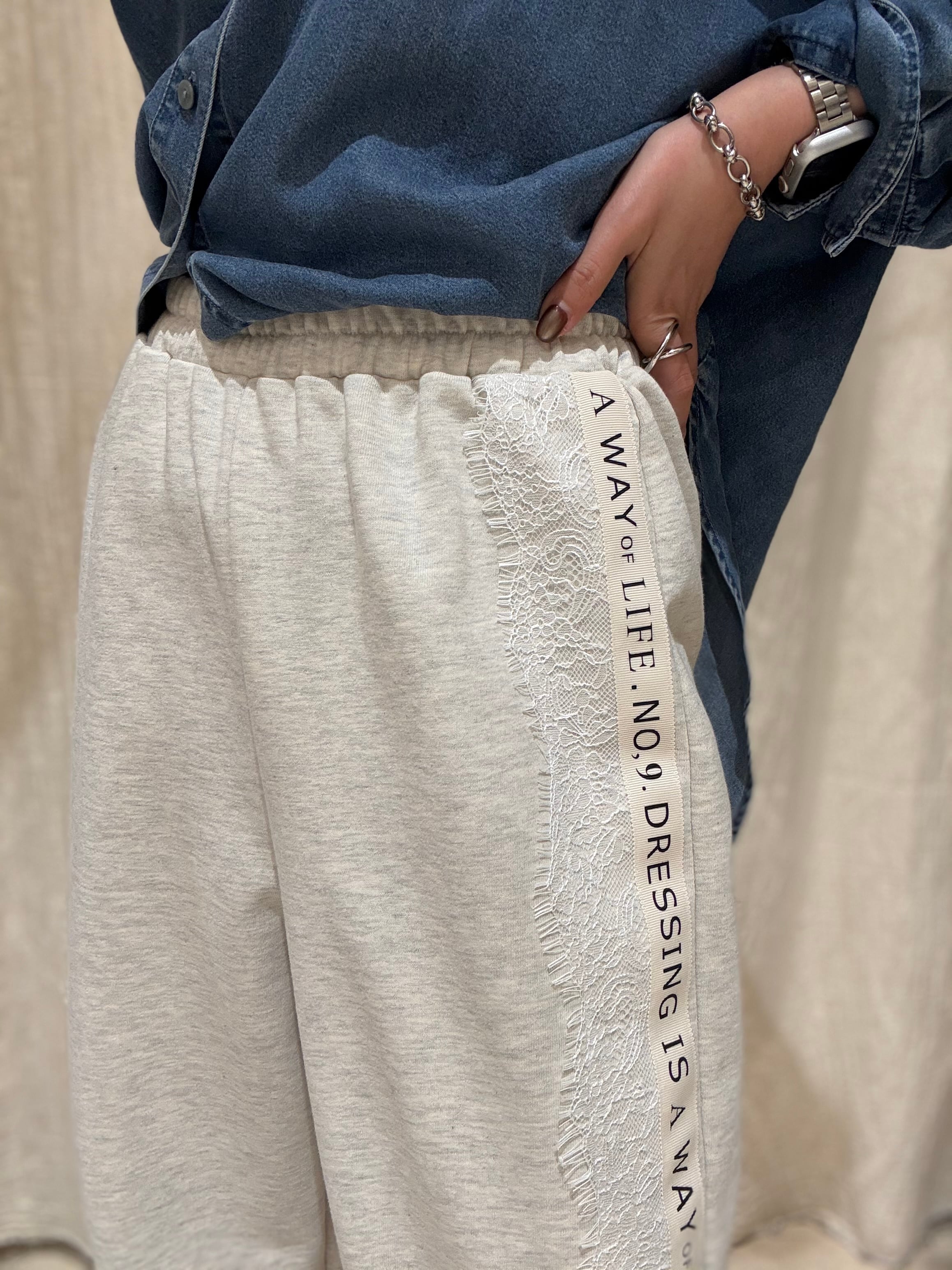 サイドロゴ＆レーススウェットパンツ Eimee Law(エイミーロウ) | EARL