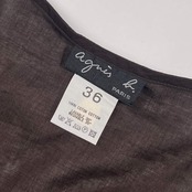 agnes b. アニエスベー フレアスリーブ シアー Vネック 長袖 ブラウス 36/ブラウン系 レディース