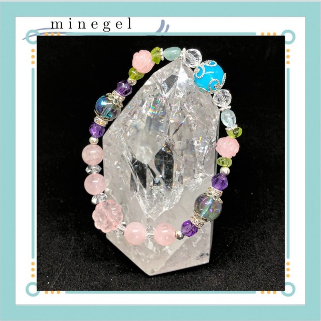 花型 ローズクォーツ ブレスレット✨ ｜minegel-オーダーメイドできるおしゃれパワーストーンブレスレット