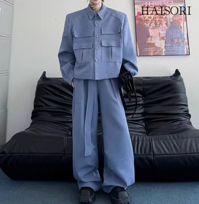 (NEW) Structured Cropped Jacket and Wide-Leg Pants Set-Up