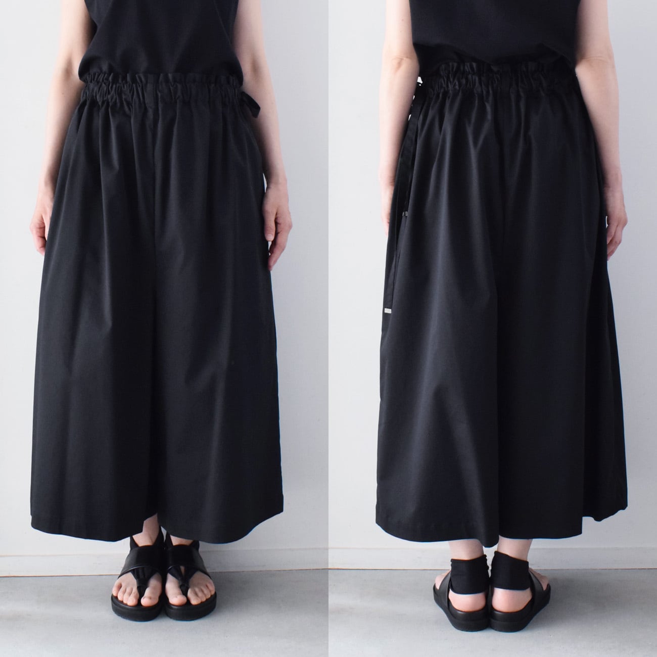 ワイドパンツ（ショート）：黒［PT03HPBK］ | skep-online shop