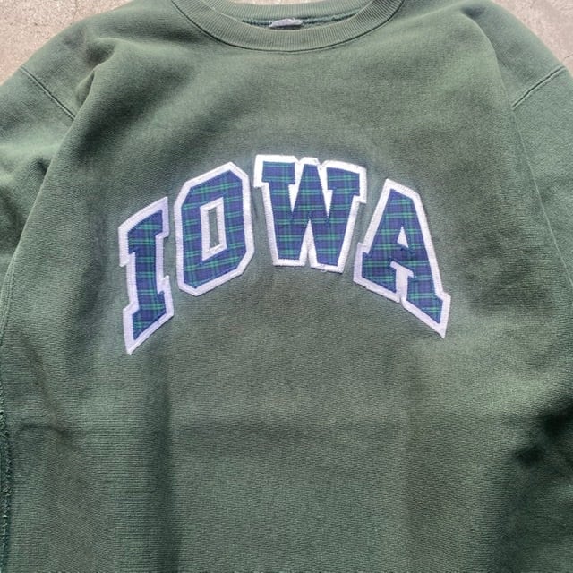 ニット 極美品 90s リバースウィーブ iowa 刺繍タグ XXL グリーン ースト