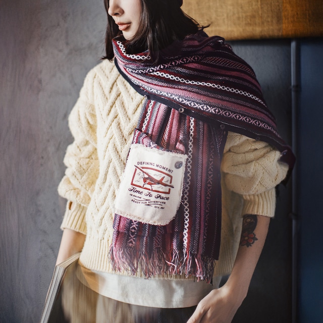 3way Knit Shoulder Wrap Scarf / 3ウェイ ニット ショルダー ラップ スカーフ マフラー