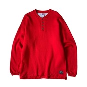 "90s RUSSELL ATHLETIC" henry neck sweat shirt red
