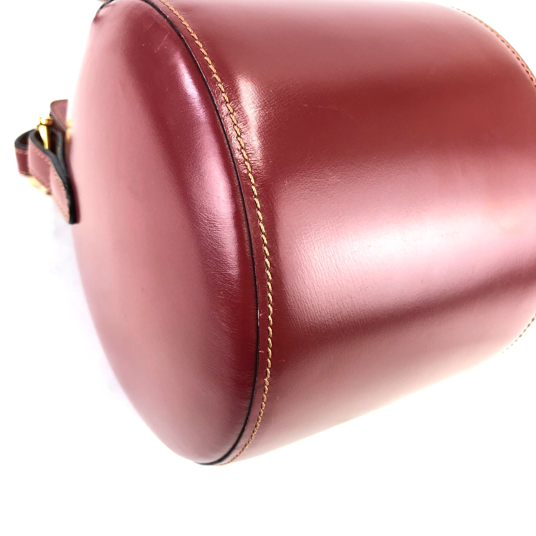 LOEWE ロエベ ロゴ型押し 丸型 ワインレッド レッド ショルダー