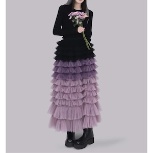 Gradient mesh midi skirt <4colors>