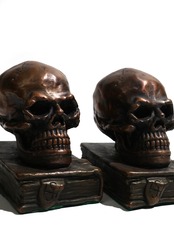 "SKULL AND BOOK" BOOK ENDS