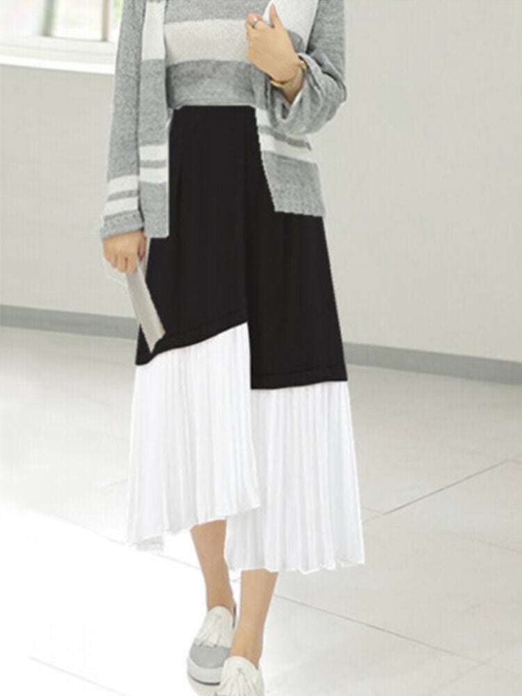 アシメバイカラープリーツスカート きれいめコーデ 大きいサイズ ロング 流行り 大きいサイズ 韓国 Ch4102 可愛い大きいサイズ韓国レディースファッション通販 Chulachula チュラチュラ