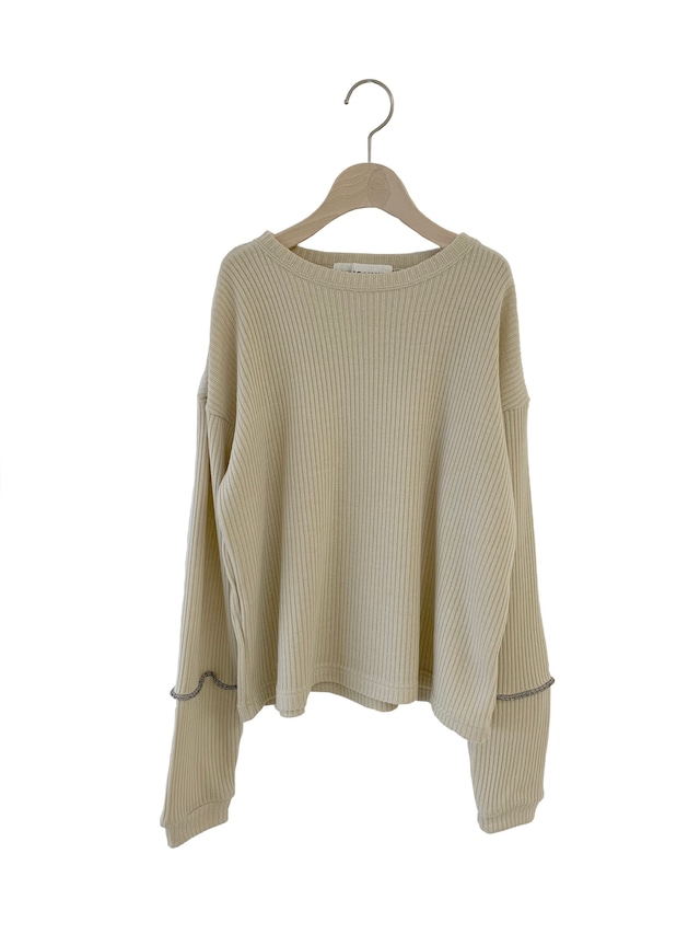 【Sale】UNIONINI long sleeved rib knit pullover (beige) S/M