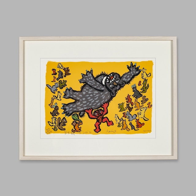 田島征三 シルクスリーン「金太郎ガンバレ」/Tashima Seizo Screen painting (Kintaro Ganbare)