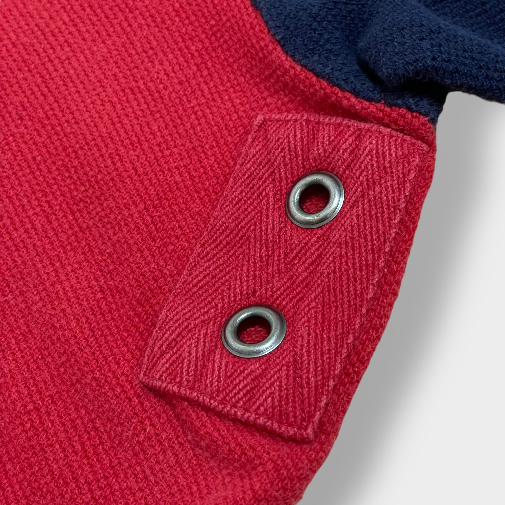 90s ラルフローレン　刺繍ボタンニットセーター　赤　M相当