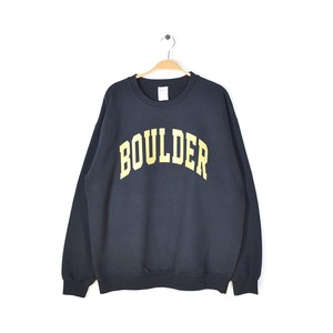 ボルダー大学 カレッジプリント スウェット アーチロゴ 黒 ブラック BOULDER メンズL アメカジ 古着 @CF0642