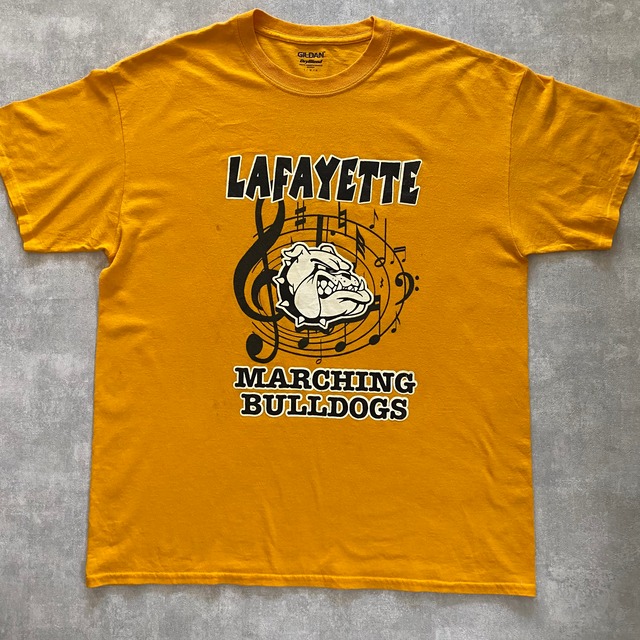 made in NICARAGUA  GILDAN LAFAYETTE  MARCHING cotton T-シャツ{ニカラグア製　ギルダン　ラファイエット　マーチング　コットン　T-シャツ　古着　メンズ　USED}ユニセックス