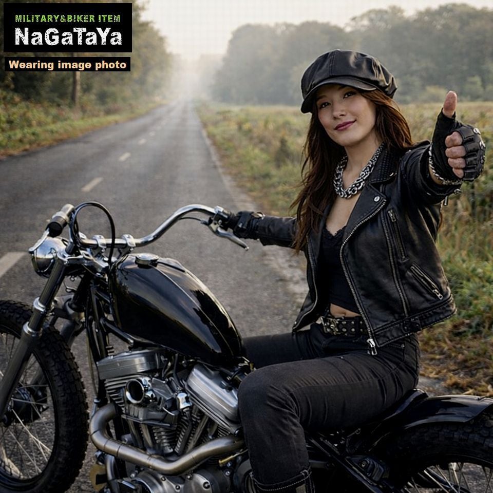 本革 BIKER モーターサイクルキャップ キャスケット リアルレザー