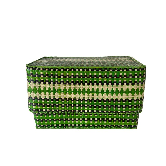 Rectangular colourful basket M w26.5cm×16.5cm×h16cm四角カラフル蓋付き収納かご