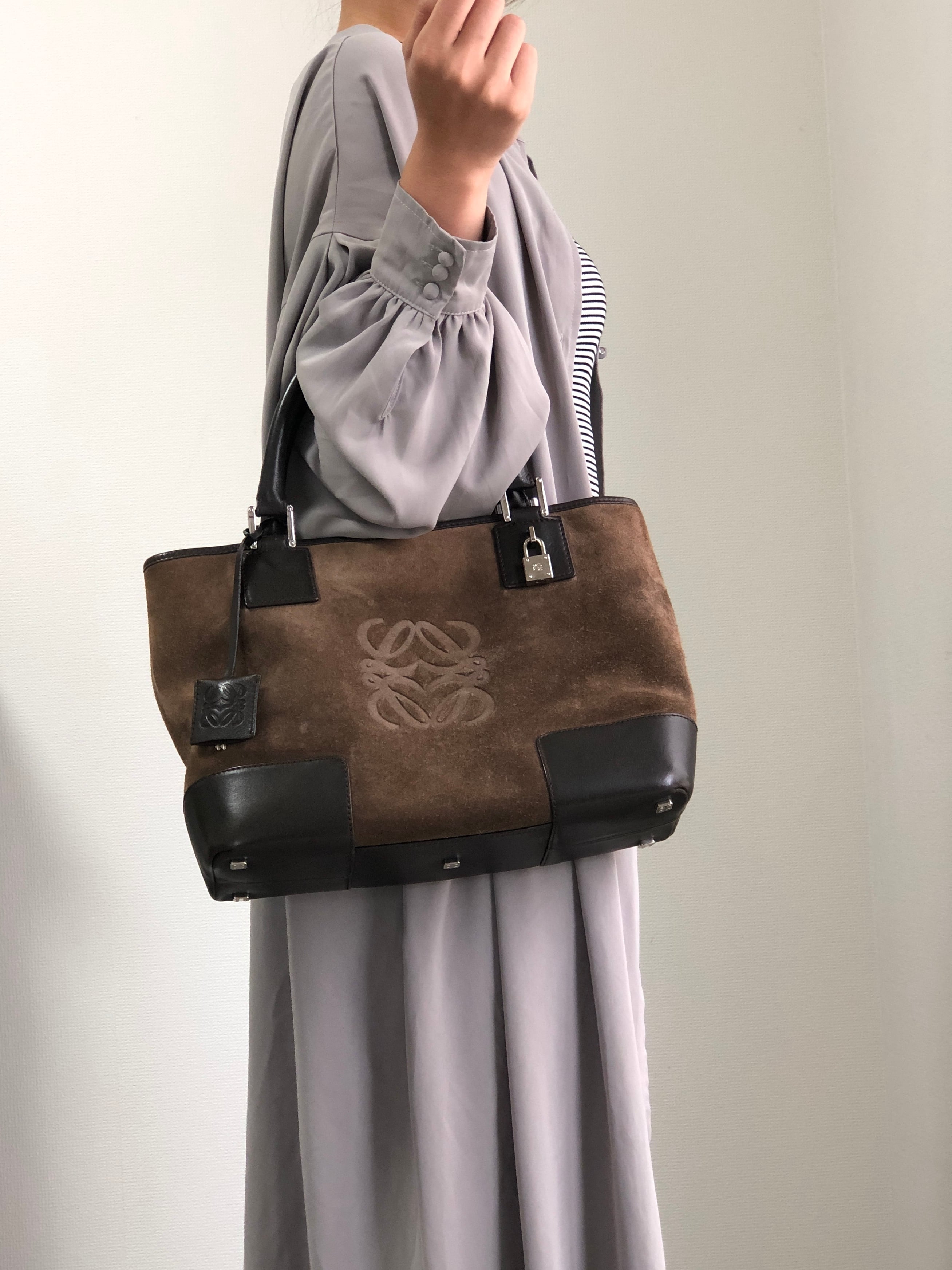 LOEWE ロエベ ハンドバッグ ブラウン アナグラム スエード vintage