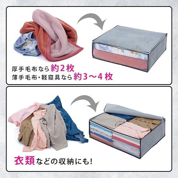 アストロ 消臭 布団収納ケース 毛布 軽寝具用 2枚組 活性炭と珪藻土のW