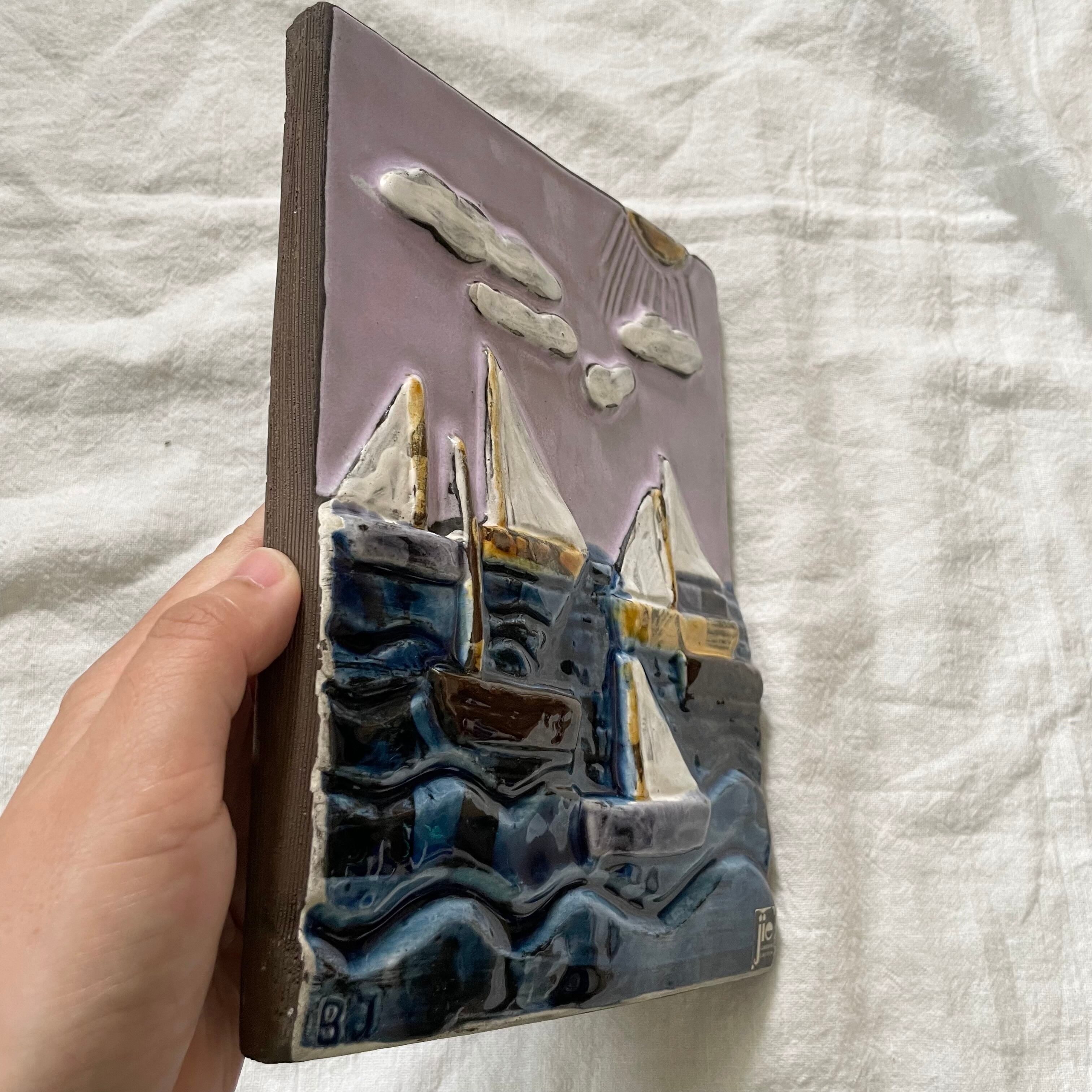 ヨットたちの陶板 | tsuitachi craft&brocante