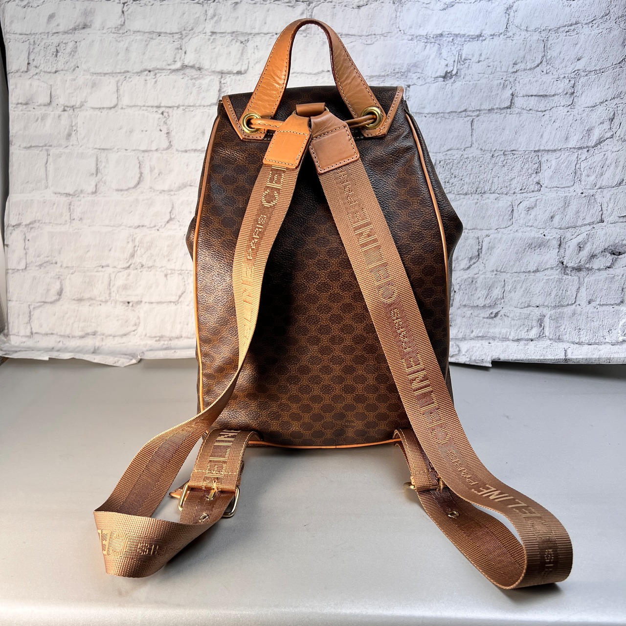 CELINE セリーヌ マカダム レザー バックパック・リュック ブラウン A-12929