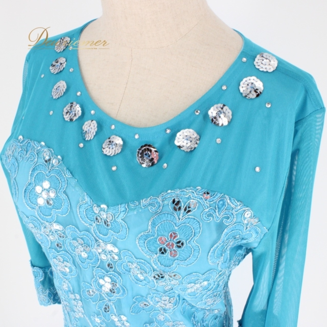 社交ダンス 衣装 スタンダード ドレス ワンピース パーティドレス 水色 スパンコール ブルー系 レース 花柄 カラオケ ステージ衣装 華やか ライトブルー 花模様 ラインストーン レディース おしゃれ 特別な日 イベント用 フォーマル ダンスパーティー 発表会 ダンス衣装 動きやすい おすすめ