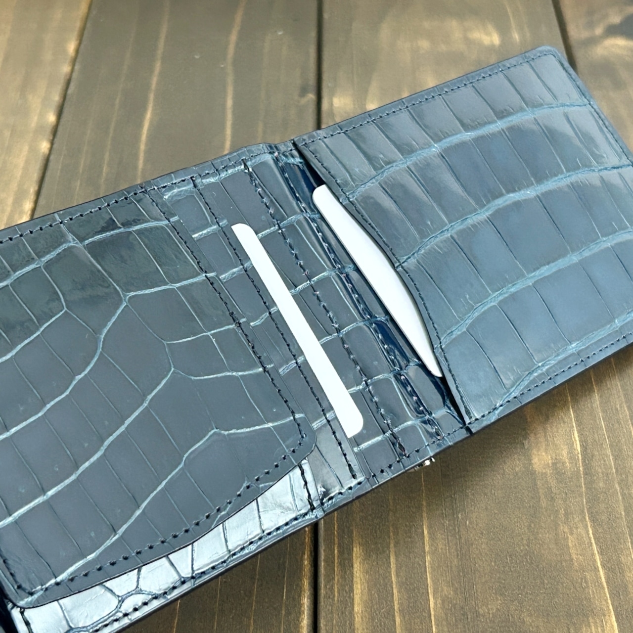 クロコダイル × リザード マネークリップ シャドーブルー