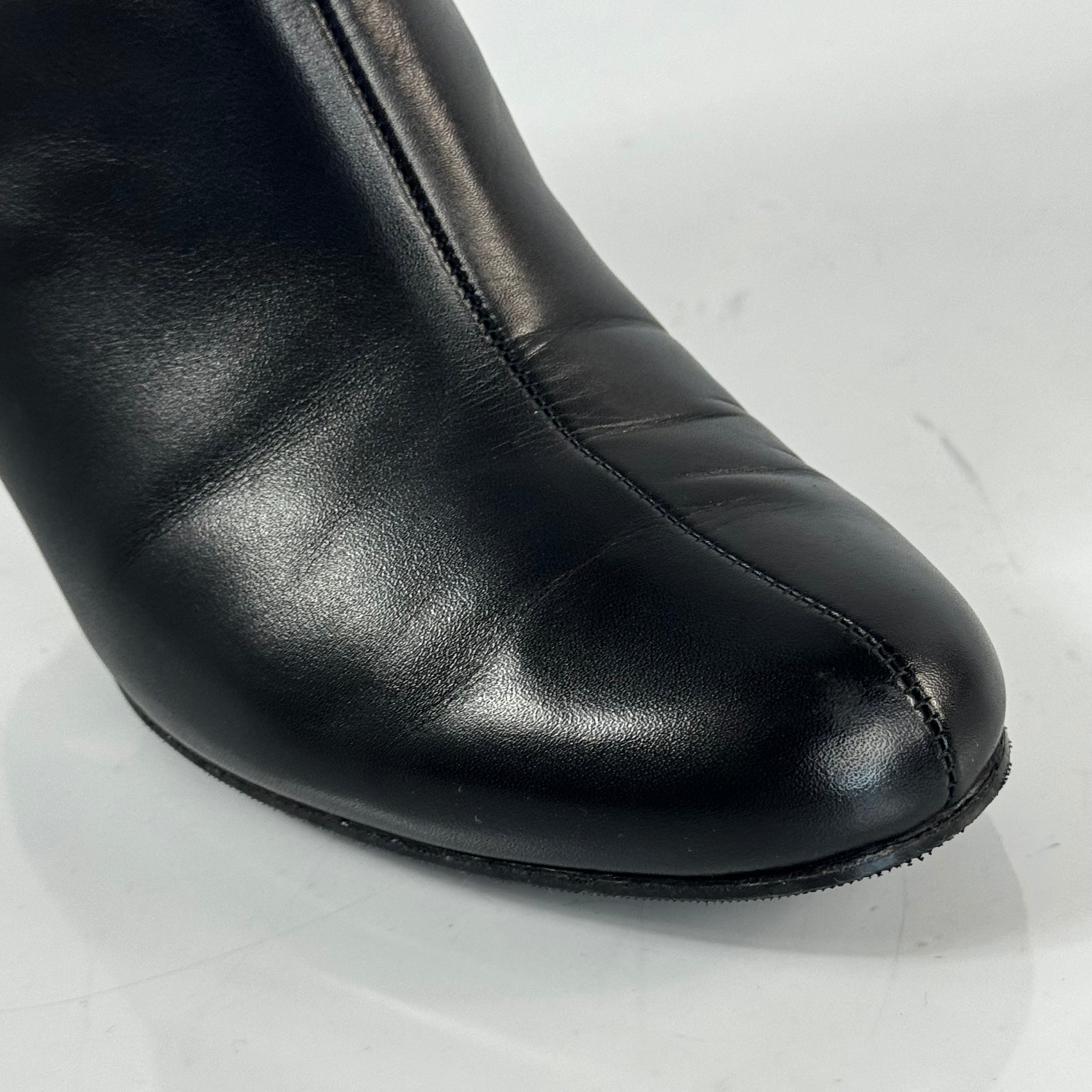 グッチ ロングブーツ レザー ファスナー ピンヒール 37 24cm 黒 