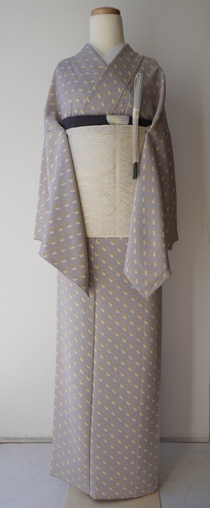 ふくろ帯】川島織物 生成り色 抽象横段文 ふくろ帯 | 大山キモノ・ちぇ