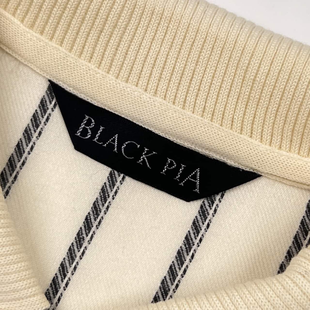 BLACK PIA ブラック ピア ストライプ 長袖 シャツ L/ホワイト系 メンズ ライカ