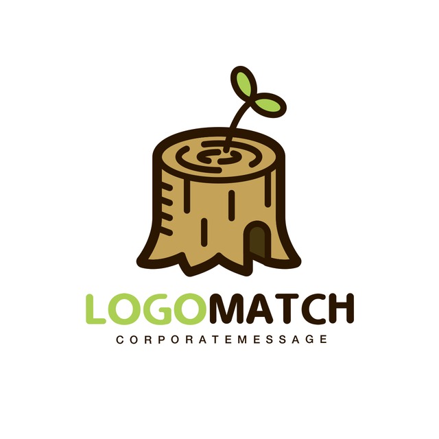 芽生える切り株の家のロゴ