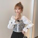 ✞ ♡パターンリボンシャツブラウス大人女子☆スリムショートトップス ロング スクウェア ✞ゴスロリ SM ミリ 甘ロリ クラロリ 和ロリ エレガント 黒ロリ 姫ロリ 華ロリ BB-BB61168590092