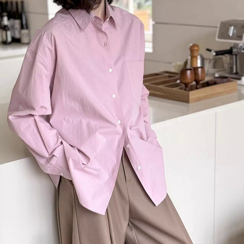 Elegant pink & white shirt ◇2colors 1717