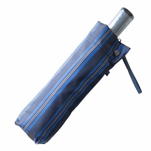 【紳士雨傘】槙田商店　折りたたみ傘（日本製）甲州織 ビジネスシーンに寄り添った大人の雨傘Tie　Stripe×Plain　〔槙田商店〕blue　　mt-sp-bu