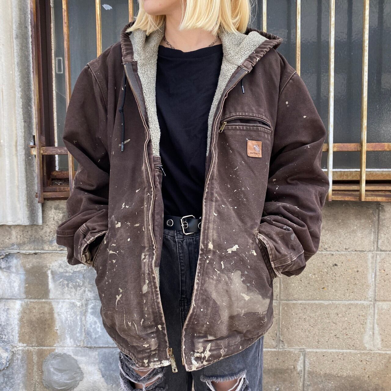 Carhartt カーハート シエラジャケット ワークジャケット メンズL 古着 フルジップパーカー ボアライナー Carhartt ダック地  ブラウン 茶色【ワークジャケット】【HA10】 | cave 古着屋【公式】古着通販サイト