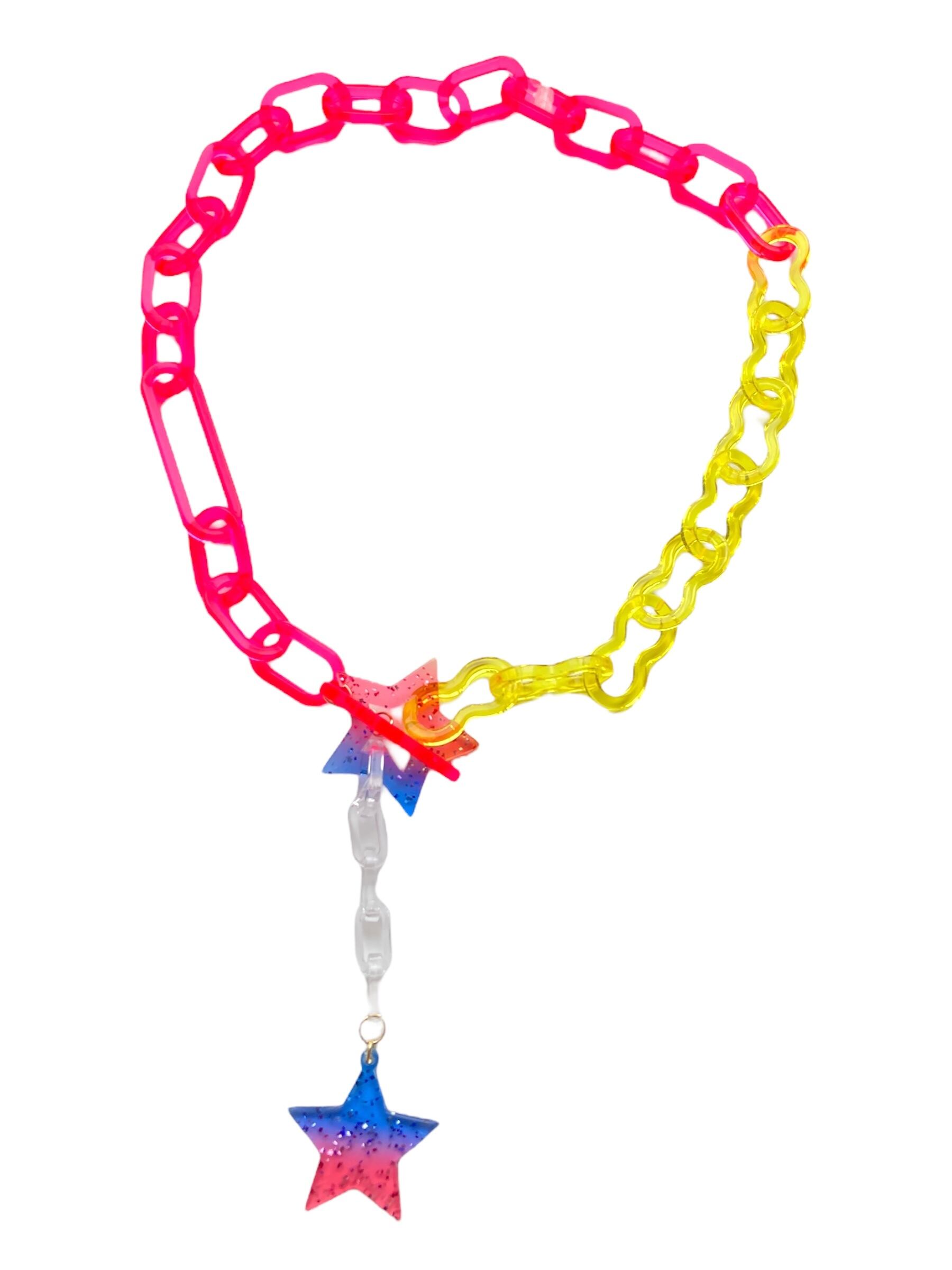 【12/14(日)21:00-12/17(水)12:00まで限定❣️】4ma4ma / チェーンネックレス(ピンク×イエロー)