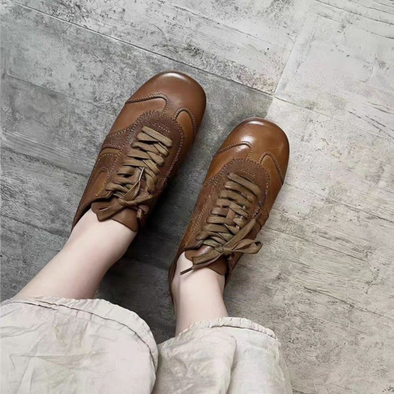 レースアップ ローカットスニーカー 2color W10425