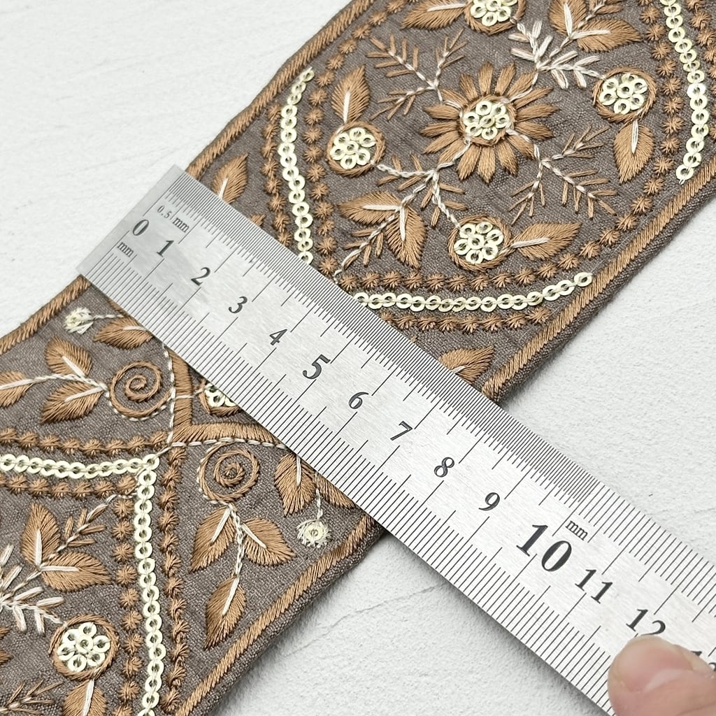 シャイニング [チョコ]インド刺繍リボン 2508 | インド刺繍リボン専門